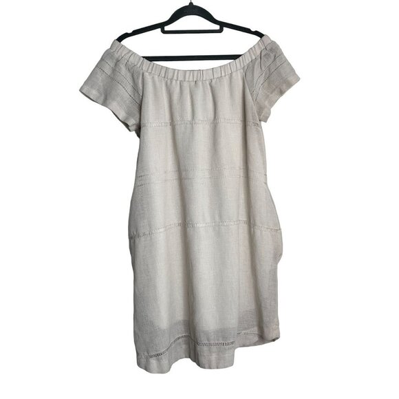 ASTR the Label Off Shoulder Shift Dress Beige Khaki‎ Knit Size Medium - Picture 8 of 11